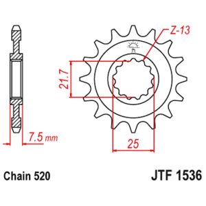 JT sprockets&chains - Front sprocket 1536.16 JT