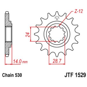 JT sprockets&chains - Γραναζι εμπρος 1529.17 JT
