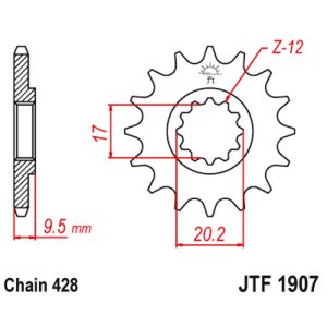 JT sprockets&chains - Γραναζι εμπρος 1907.14 JT
