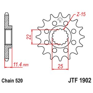 JT sprockets&chains - Γραναζι εμπρος 1902.15 JT
