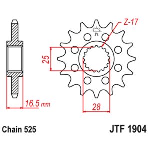 JT sprockets&chains - Γραναζι εμπρος 1904.16 JT