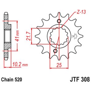 JT sprockets&chains - Sprocket front with ruber 308.15 RB JT