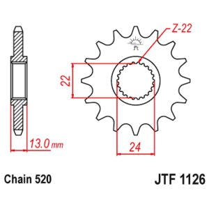 JT sprockets&chains - Γραναζι εμπρος 1126.16 JT