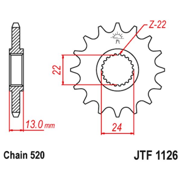 JT sprockets&chains - Front sprocket 1126.16 JT