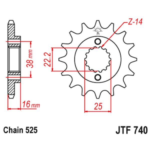 JT sprockets&chains - Γραναζι εμπρος 740.15 JT