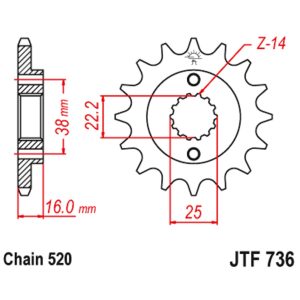 JT sprockets&chains - Front sprocket 736.15 JT