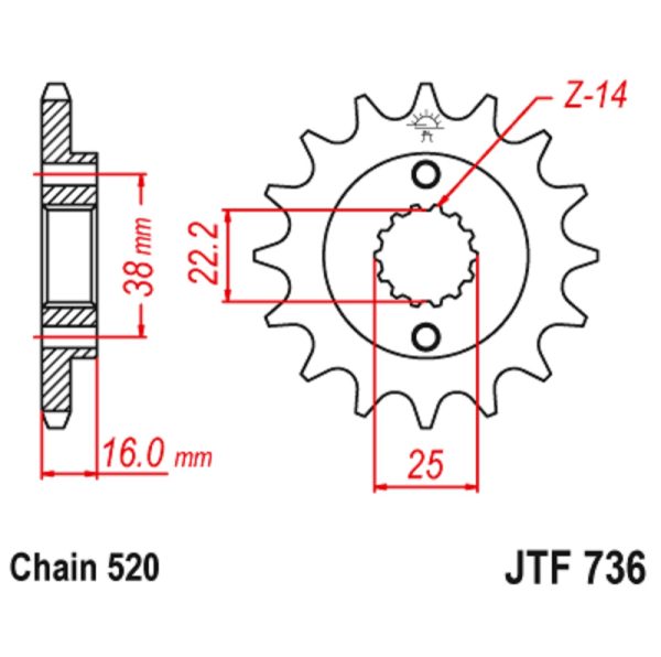 JT sprockets&chains - Γραναζι εμπρος 736.15 JT