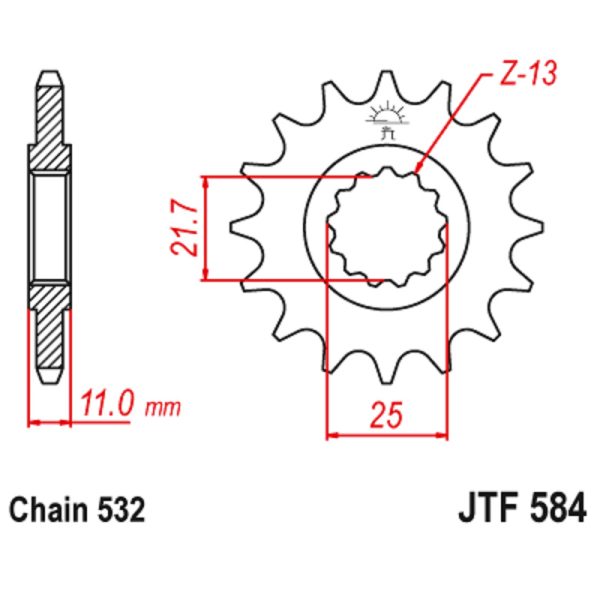 JT sprockets&chains - Sprocket front 584.15 15T JT