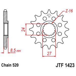 JT sprockets&chains - Γραναζι εμπρος 1423.17 17Δ JT