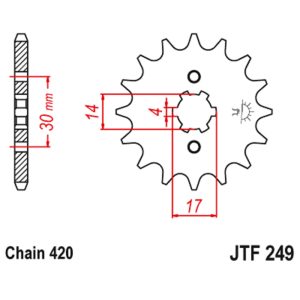 JT sprockets&chains - Γραναζι εμπρος 249.16 Kawasaki Max 100/Kymco Jetix 125(420) 16Δ JT(JTF253)