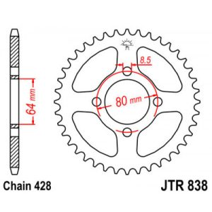 JT sprockets&chains - Γραναζι πισω 838.43 Yamaha Crypton/X/Z/F1 43Δ JT
