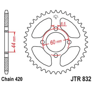 JT sprockets&chains - Γραναζι πισω 832.40 Yamaha DT 50 40Δ JT