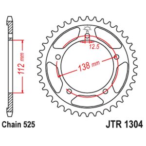 JT sprockets&chains - Γραναζι πισω 1304.44 Honda CBR 600 99-00 κτλ JT