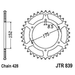 JT sprockets&chains - Γραναζι πισω 839.57 Yamaha DT 125 4BL/DT200 3ET 57Δ JT