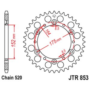 JT sprockets&chains - Γραναζι πισω 853.48 Yamaha TTR600 48Δ JT