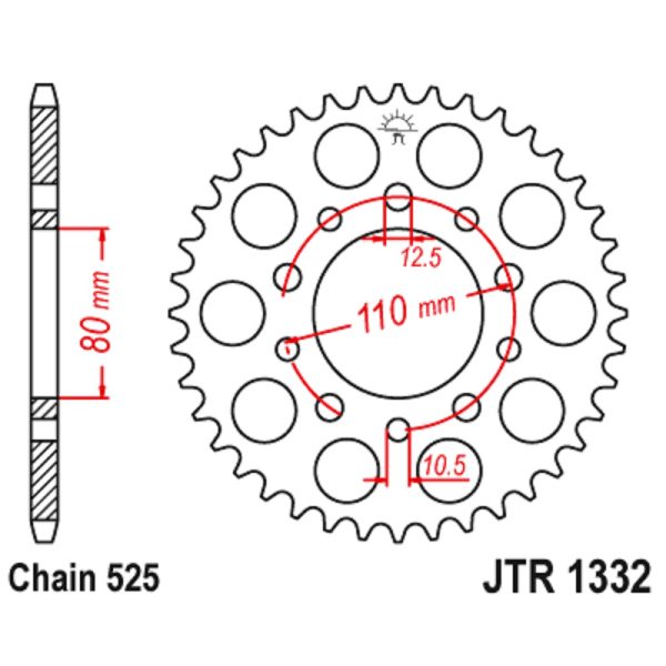 JT sprockets&chains - Γραναζι πισω 1332.43 Honda Africa 93-95 43Δ JT
