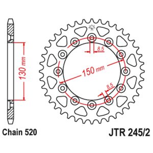 JT sprockets&chains - Γραναζι πισω 245/2.41 Honda XLR250 41Δ JT