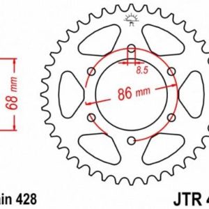 JT sprockets&chains - Sprocket rear 468.46 Modenas Dinamik/Kristar 46Τ JT