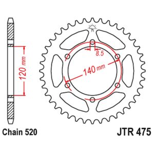 JT sprockets&chains - Γραναζι πισω 475.44 Kawasaki KLR250/ZXR400/BAJA 44Δ JT