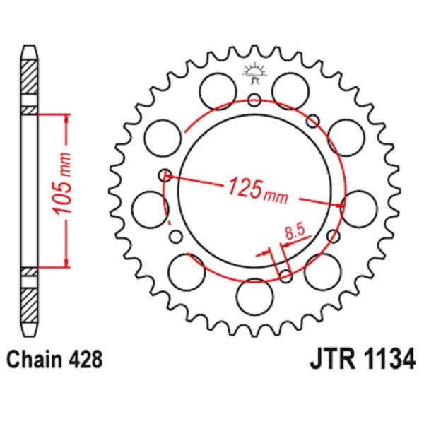 JT sprockets&chains - Γραναζι πισω 1134.48 Yamaha XT 125 X 48Δ JT
