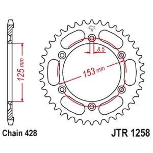 JT sprockets&chains - Γραναζι πισω 1258.54 Honda XR 125 54Δ JT