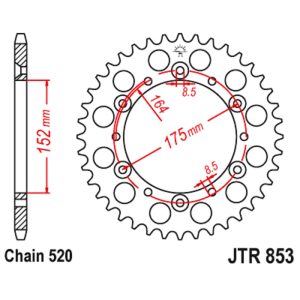 JT sprockets&chains - Γραναζι πισω 853.49 Yamaha WR 250Z 49Δ JT