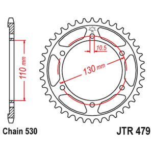 JT sprockets&chains - Γραναζι πισω 479.45 Yamaha R1 04-05/FAZER 05 45T JT