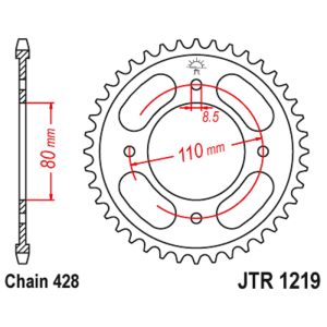 JT sprockets&chains - Γραναζι πισω 1219.42 Honda CBF125 42Δ JT