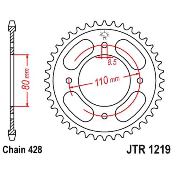 JT sprockets&chains - Γραναζι πισω 1219.42 Honda CBF125 42Δ JT