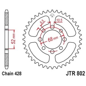 JT sprockets&chains - Γραναζι πισω 802.40 Kawasaki Kazer/Kriss/FX/Shogun/Address 125 40Δ JT