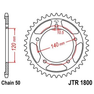 JT sprockets&chains - Γραναζι πισω 1800.42 Suzuki GSXR1000 K4 42T JT