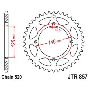 JT sprockets&chains - Γραναζι πισω 857.45 Yamaha XT600 45Δ JT
