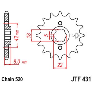 JT sprockets&chains - Sprocket front 431.15 Yamaha XT250 15T old model 83-84 "30X" JT