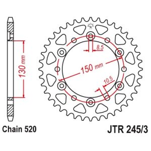 JT sprockets&chains - Γραναζι πισω 245/3.42Δ (TDM900 520 CONV.)(=305.42) JT