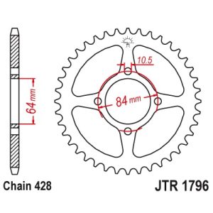 JT sprockets&chains - Γραναζι πισω 1796.51 Suzuki VAN VAN 125 κτλ JT