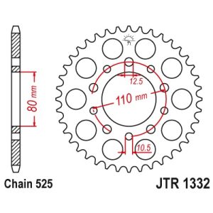 JT sprockets&chains - Γραναζι πισω 1332.45 Honda CB1 400 /XRV750 AFRICA κτλ JT