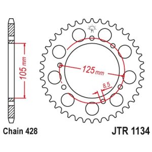 JT sprockets&chains - Γραναζι πισω 1134.50 Yamaha XT125 κτλ 50Δ JT