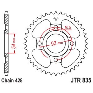 JT sprockets&chains - Sprocket rear 835.49 SR125 etc JT