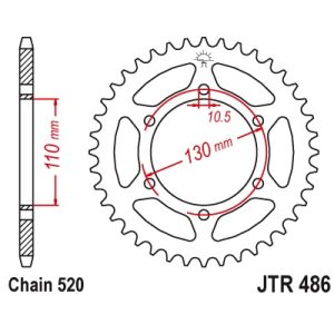 JT sprockets&chains - Γραναζι πισω 486.45 Kawasaki ZX250 κτλ JT