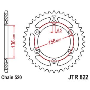 JT sprockets&chains - Γραναζι πισω 822.48 Suzuki DR250S κτλ JT