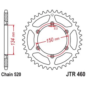 JT sprockets&chains - Γραναζι πισω 460.50 Kawasaki KX/KXF 125-500/KLX 250 D-TRACKER JT