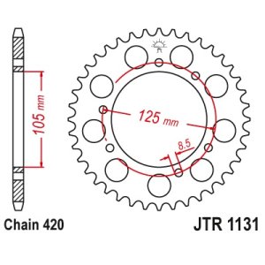 JT sprockets&chains - Sprocket rear 1131.53 JT DERBI etc JT