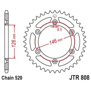 JT sprockets&chains - Γραναζι πισω 808.39 Suzuki DR250/350/DRZ400SM/RM125/250/RMZ250/TSR125/KLX400 JT
