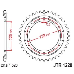 JT sprockets&chains - Γραναζι πισω 1220.38 Honda CBR250 11-13 38Δ JT