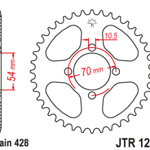 JT sprockets&chains - Γραναζι πισω 1206.42 Honda CBR125 42Δ JT