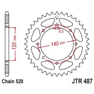 JT sprockets&chains - Γραναζι πισω 487.46 Kawasaki KLR650 κτλ JT