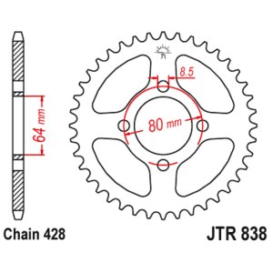 JT sprockets&chains - Γραναζι πισω 838.43 Yamaha RD 125/ TDR 80 428 43Δ JT
