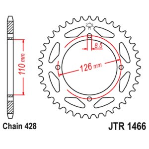 JT sprockets&chains - Sprocket rear 1466.44 44Δ JT