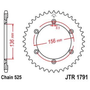 JT sprockets&chains - Γραναζι πισω 1791.43 Suzuki DR 650 43Δ JT