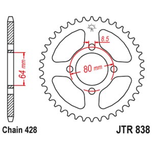 JT sprockets&chains - Γραναζι πισω 838.38 Yamaha Crypton 38Δ JT